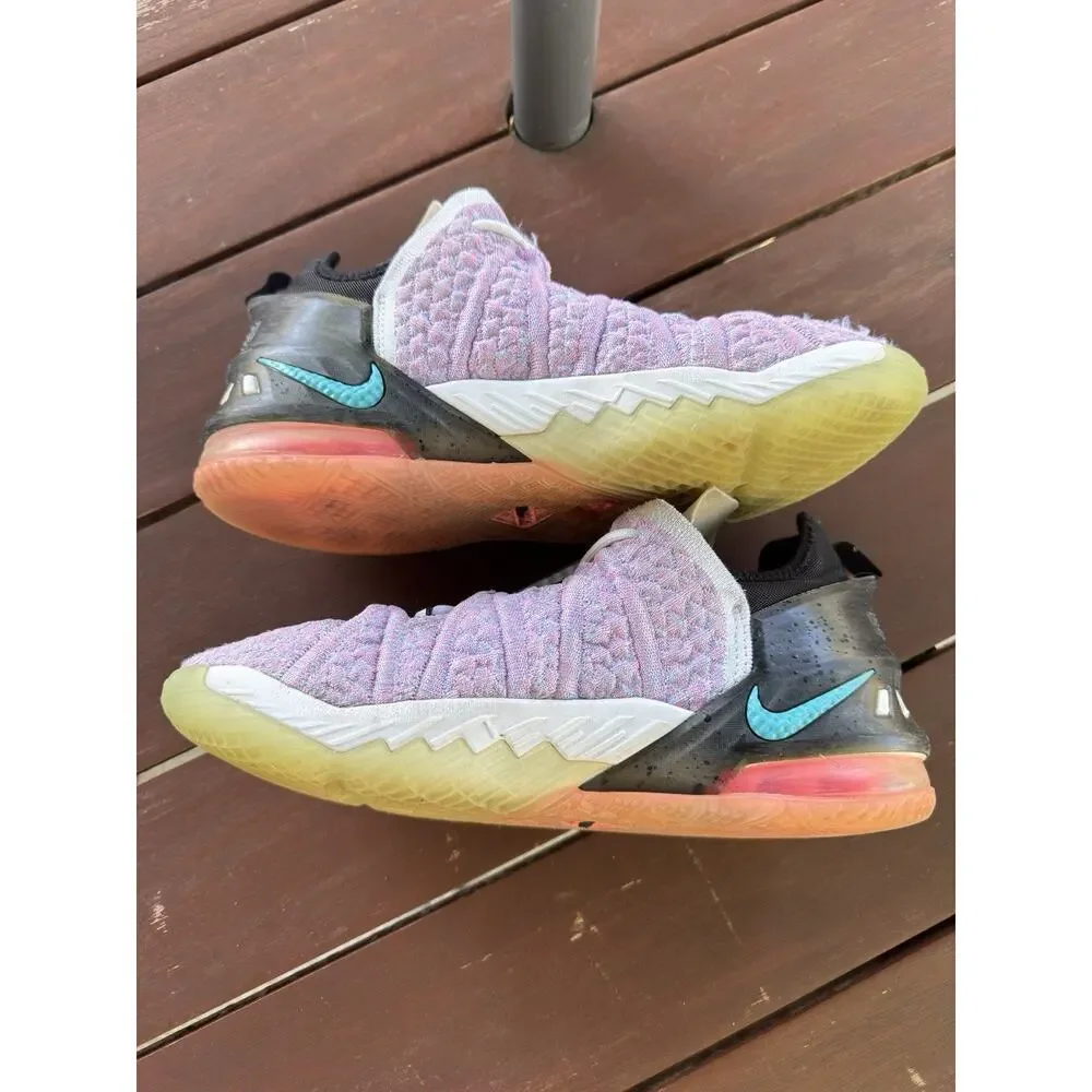 Nike LeBron 18 Boys Basketball Sneakers Athletic Shoes Purple White Black 6Y